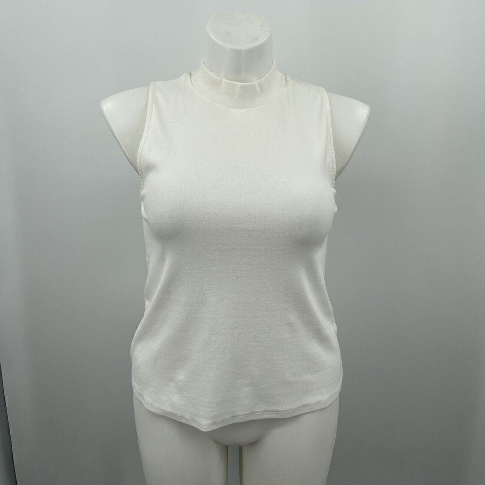 Stateside Mock tank top Medium solid white sleeveless cotton minimalist BoxB